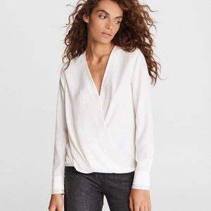 RAG & BONE Ivory Victor Silk Relaxed Fit Blouse Size M